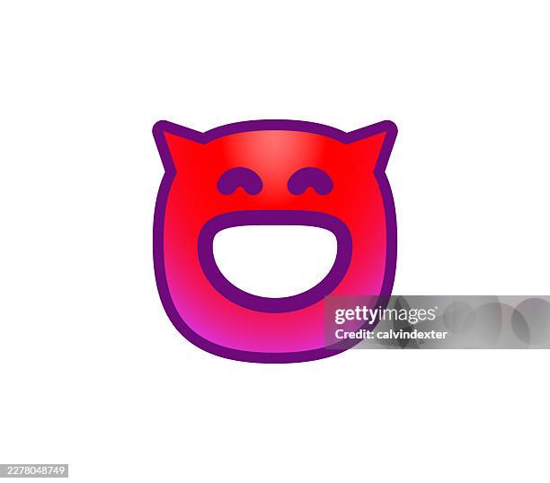 happy smiling devil emoji icon symbol - devil emoji stock illustrations