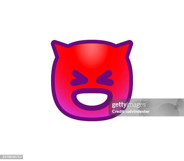 happy smiling devil emoji icon symbol - devil emoji stock illustrations