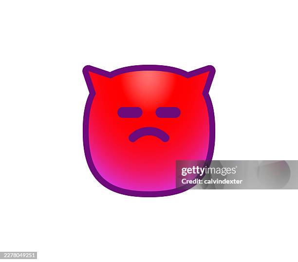 angry sad displeased red evil devil emoji - devil emoji stock illustrations