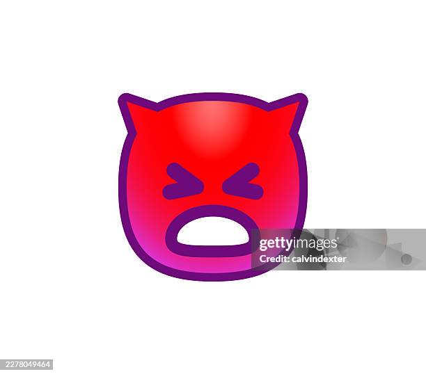angry sad displeased red evil devil emoji - devil icon stock illustrations