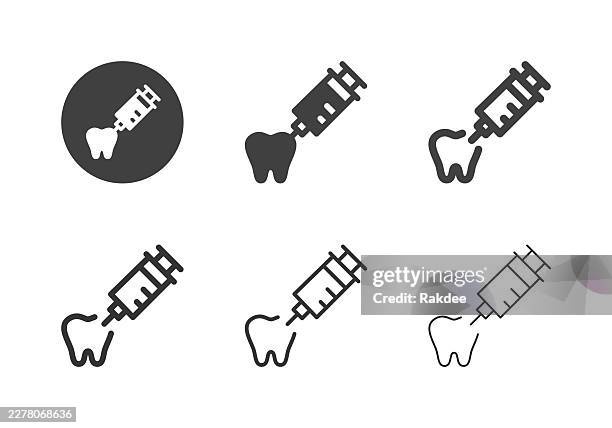 tooth injection icons - multi series - hand over mouth stock illustrations