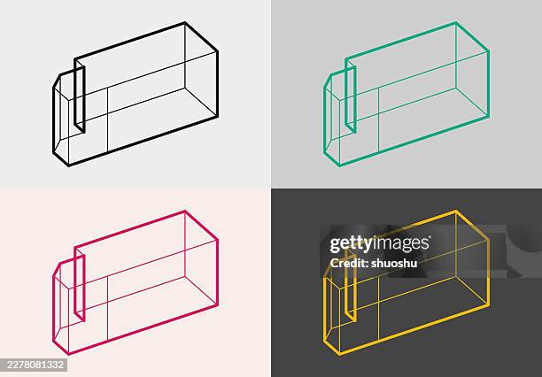 abstract 3d perspective line wireframe geometric structure vector pattern set - wire frame model stock illustrations