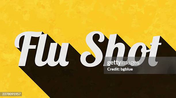 flu shot - text with long shadow on textured yellow background - flu shot vector stock illustrations