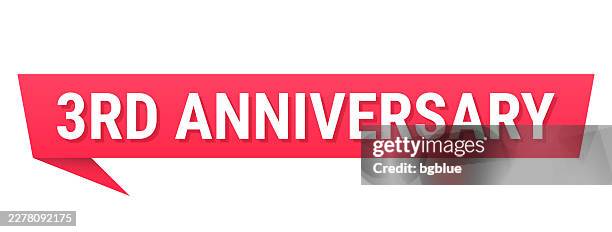 3rd anniversary - red speech bubble on blank background - 3d text message bubble stock illustrations