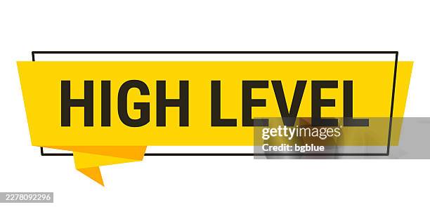 high level - yellow speech bubble on white background - level tool isolated stock illustrations