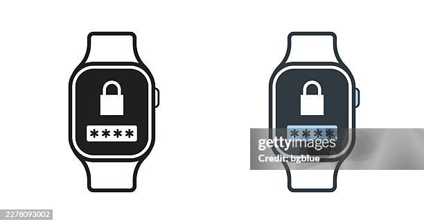 smartwatch with password. icons for design - editable icon - secure login screen stock illustrations