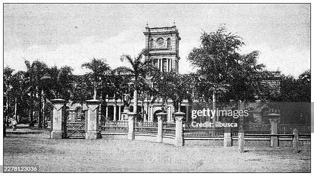 hawaii islands, senate and legislative buildings, honolulu - senate stock illustrations