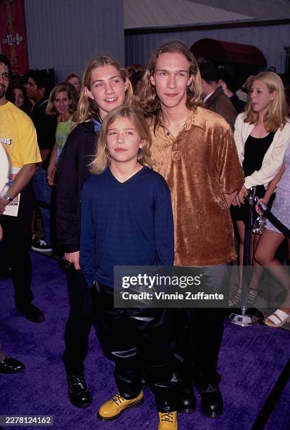 American pop rock band Hanson attend the 1997 MTV Movie Awards at Barker Hangar at Santa Monica Airport in Santa Monica, California, 10th June 1997.