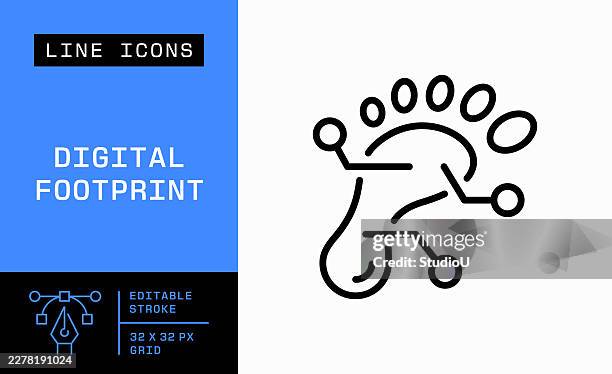digital footprint editable stroke vector icon - data analyst stock illustrations