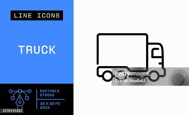 truck editable stroke vector symbol - moving van stock illustrations