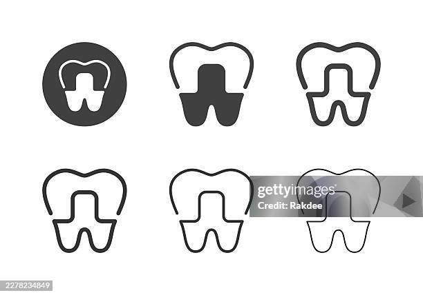 tooth crown icons - multi series - replacement icon stock illustrations