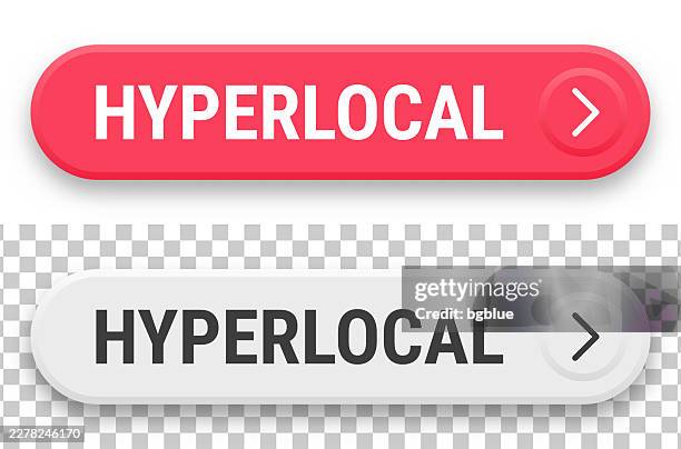 hyperlocal - 3d click web buttons on blank background - small business computer isolated stock illustrations