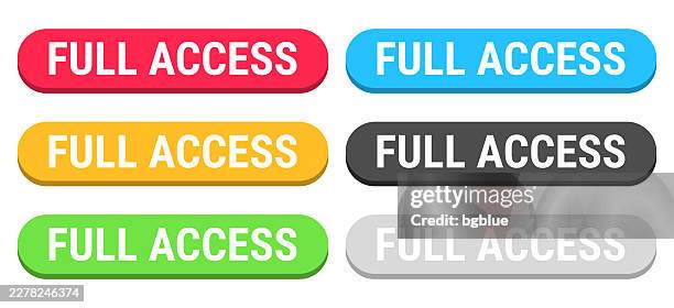full access - colorful 3d click web buttons on blank background - key pad access stock illustrations