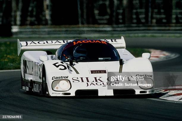 Jean-Louis Schlesser from France drives the TWR Silk Cut Jaguar Jaguar XJR-6 Jaguar V12 during the FIA World Sportscar Championship Coppa Kouros 360...