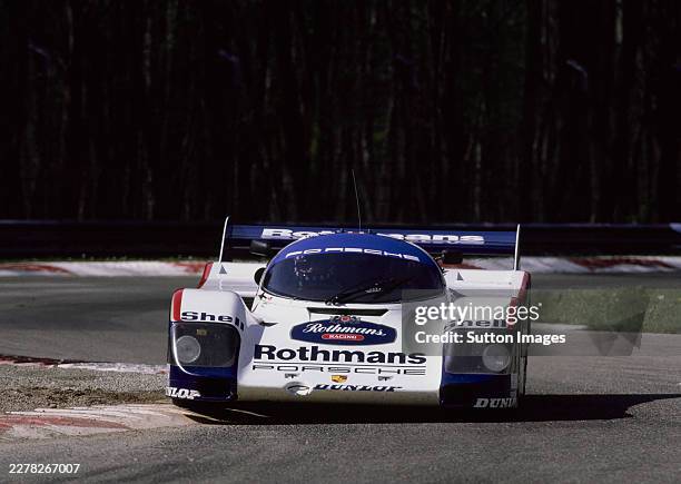 Hans-Joachim Stuck from Germany drives the Rothmans Porsche Porsche 962C-003 Porsche 935/82 turbocharged Flat-6 during the FIA World Sportscar...