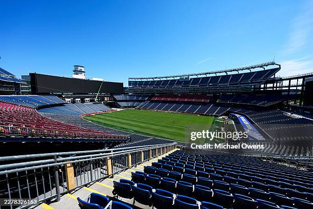General view of the field preparations inside Gillette Stadium ahead of the FIFA World Cup 2026 at Boston Stadium on May 26, 2026 in Foxborough,...