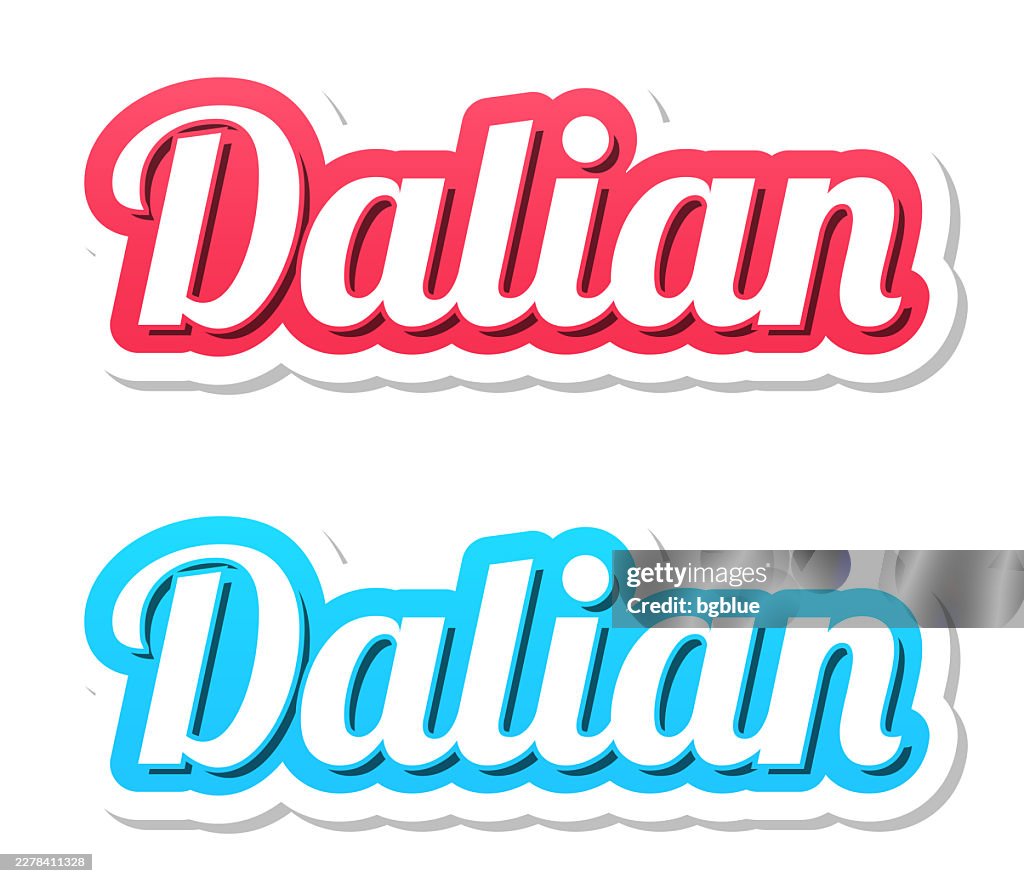 Dalian - 3D Text in red and blue on white background