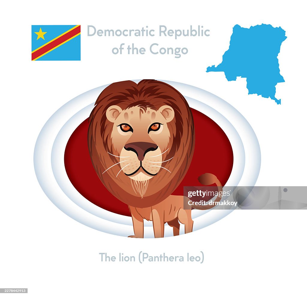 Congo Lion Wildlife Illustration