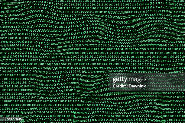 green binary code hacker background with zero and 1 numbers - byte stock illustrations
