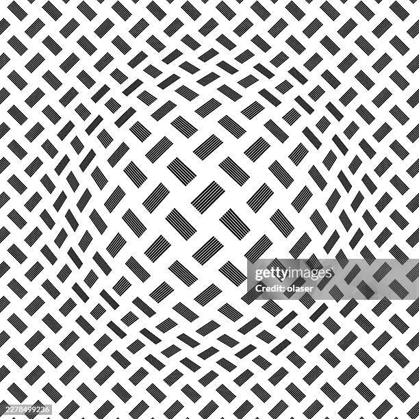 black diagonal hatch marks form a dense repeating pattern on a white background, creating a woven optical texture with strong contrast and rhythmic geometric movement. - dance rhythm stock illustrations