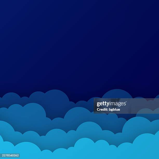 blue sky with couds - paper cut background - trendy 3d design - dark smoke cloud stock illustrations