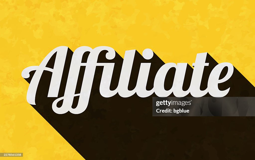 Affiliate - Text with long shadow on textured yellow background