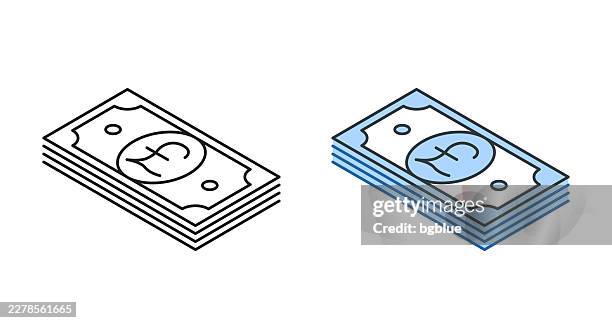isometric pound banknotes. icons for design - editable stroke icon - pound note stock illustrations