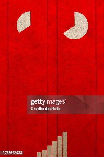 Cream or beige colored solid rising bar graph and one split divided flying away part of pie chart painted over old rough rustic vibrant red wooden textured wood vector background for success, business strategy, growth, market profit share Cream or beige colored solid rising bar graph and one split divided flying away part of pie chart painted over old rough rustic vibrant red wooden textured wood vector background for success, business strategy, growth, market profit share