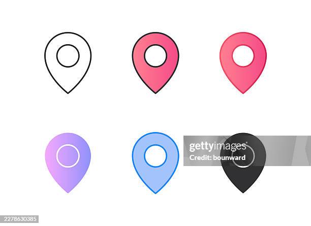 map pin icon. 6 different styles. editable stroke. - user experience designer stock illustrations