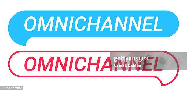 omnichannel - blue and red speech bubble on white background - omnichannel stock illustrations
