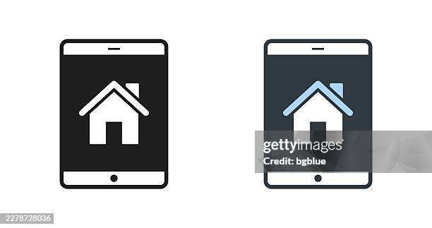 tablet pc with smart home. icons for design - editable icon - using tablet home stock illustrations