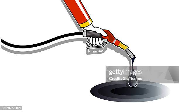 human hand with fuel pump filling oil flat design illustration - gas station attendant stock illustrations