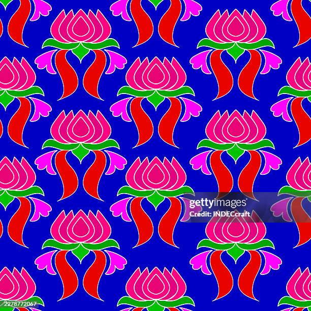 lotus seamless pattern - bandana isolated stock illustrations