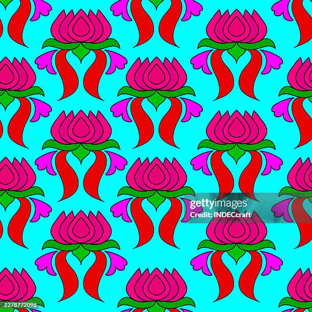 lotus seamless pattern - bandana isolated stock illustrations