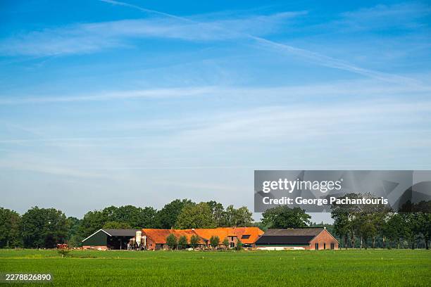 rural farm buildings in the dutch countryside - landwirtschaftliches gebäude stock-fotos und bilder