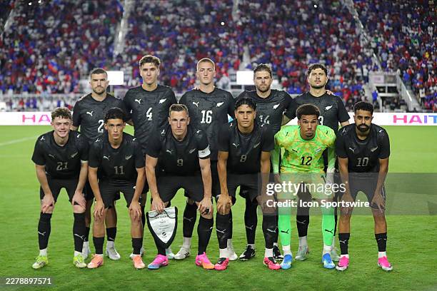 New Zealand starting eleven pose for a photograph prior to the international friendly game between Haiti and New Zealand at Chase Stadium on June 2,...