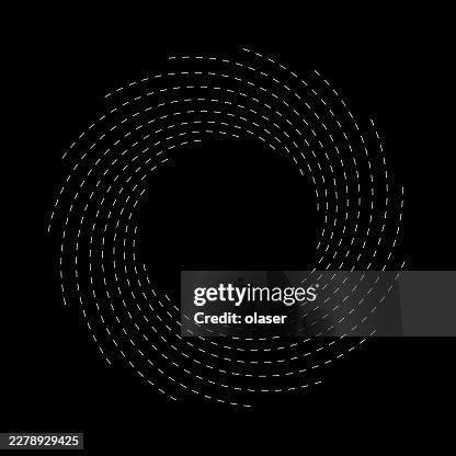 Concentric dashed circles on a black background. Concentric dashed circles on a black background.