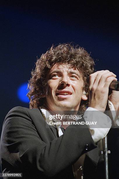 French singer Patrick Bruel performs on September 16, 1994 at the Palais Omnisports de Paris Bercy . This tour came in the wake of the peak of...