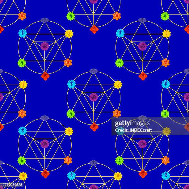 merkaba symbol seamless pattern - pagan stock illustrations