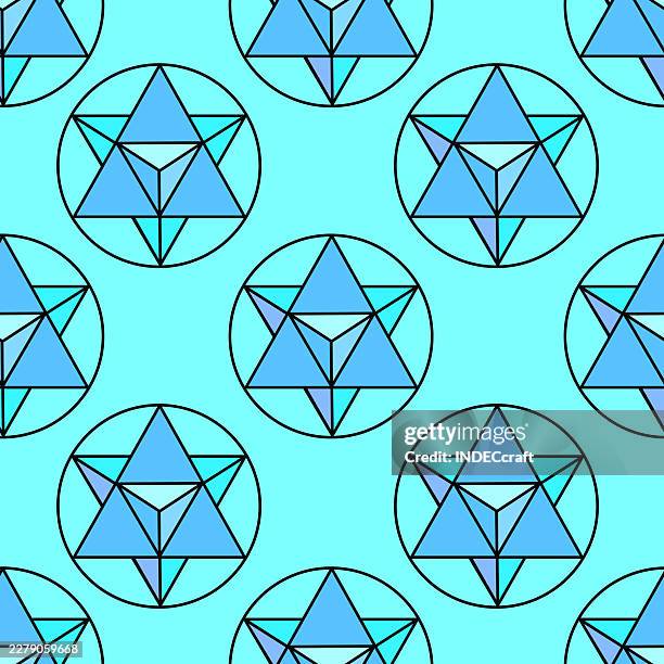 merkaba symbol seamless pattern - alchemy background stock illustrations