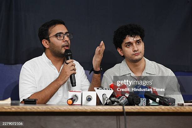 Cockroach Janta Party spokes person Ashutosh Ranka and Saurav Das during the press conference at Indian Women's Press club, on June 4, 2026 in New...