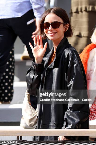 Lily Collins attends Day Eight of the 2026 French Open on May 31, 2026 in Paris, France.
