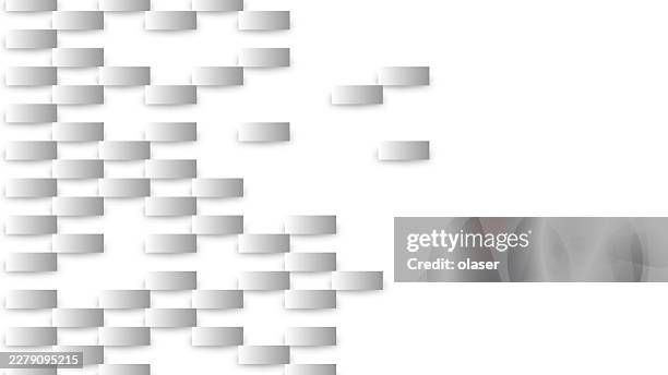 small white rectangular tiles or blocks cast soft gray shadows across a bright white background, forming a sparse stepped pattern with open negative space. - gray studio background stock illustrations