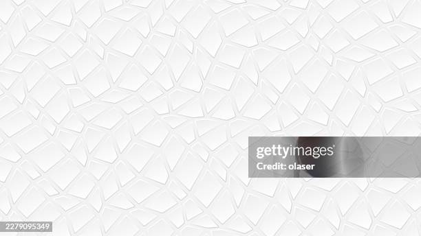 white geometric pattern of raised irregular polygon shapes creating a subtle textured surface with soft shadows and a clean minimal appearance. - irregular shape stock illustrations