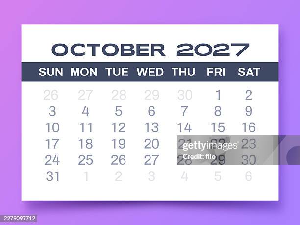 october 2027 simple modern gradient calendar planner schedule - new routine stock illustrations