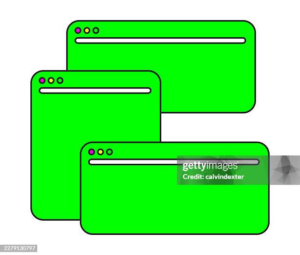retro style neon colored web browser - vintage computer server stock illustrations