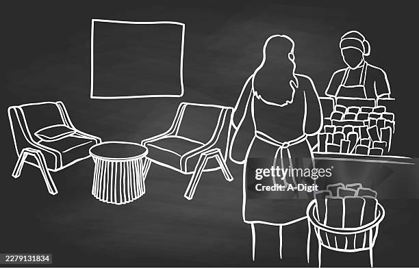 trending coffeeshop blackboard - bakery counter stock illustrations