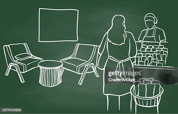 trending coffeeshop chalkboard - bakery counter stock illustrations