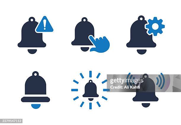 bell glyph solid icons. solid icon that can be applied anywhere, simple, pixel perfect and modern style - notification bell stock illustrations