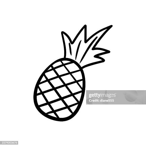 cute summer icon doodle on a transparent background - pineapple stock illustrations